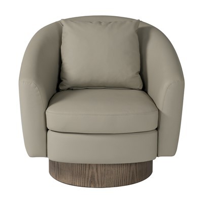 Leather Swivel Barrel Accent Chair