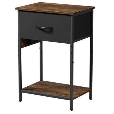 Urban Loft Fabric-Drawer Nightstand – Rustic Charm Meets Industrial Utility